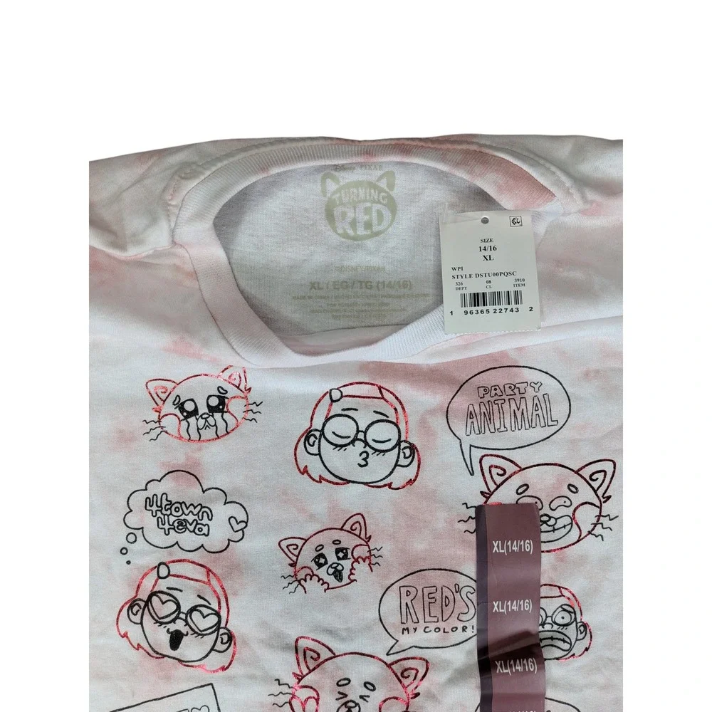 Disney Pixar Turning Red Girls XL 14/16 Pink Tie Dye Graphic T-Shirt NWT